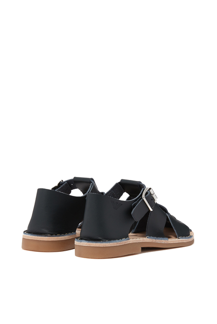 Kids Crossover Strap Leather Sandals